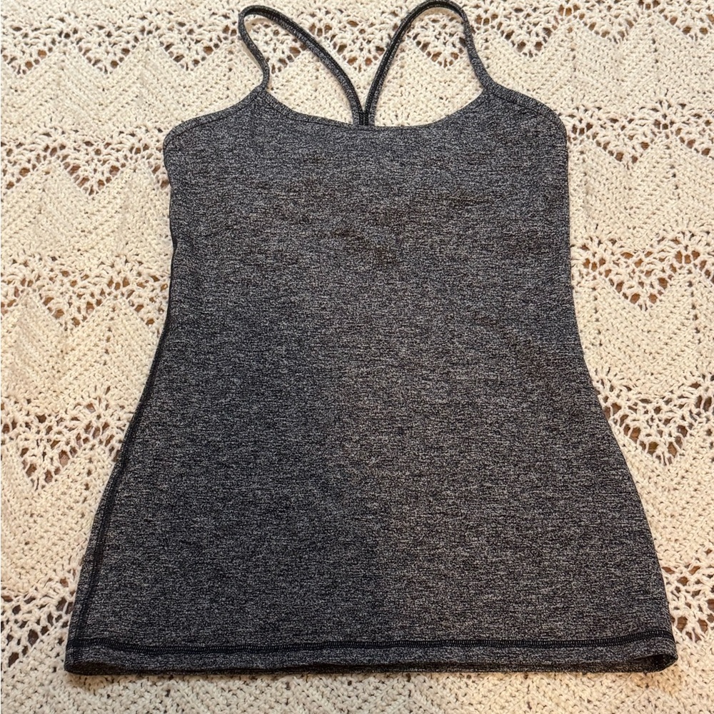 Lululemon Women’s Size 6 Grey Racer Back Workout Yoga Top With Built In Bra